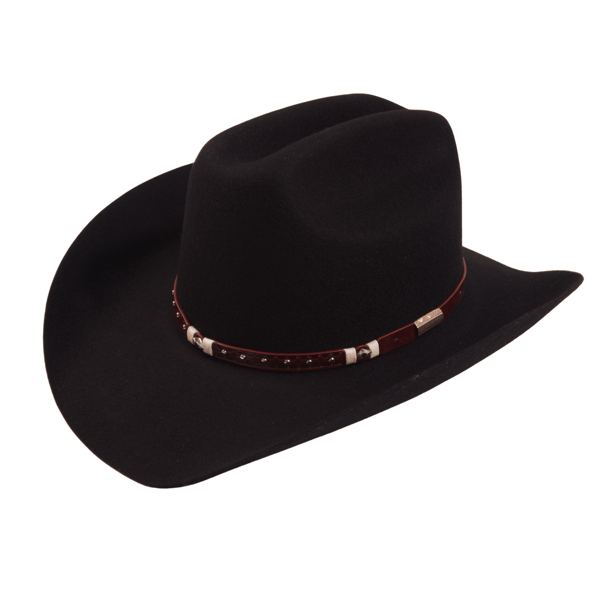 Carriston Wool Western Cattleman Cowboy Hat with Cognac Studded Leather Hatband