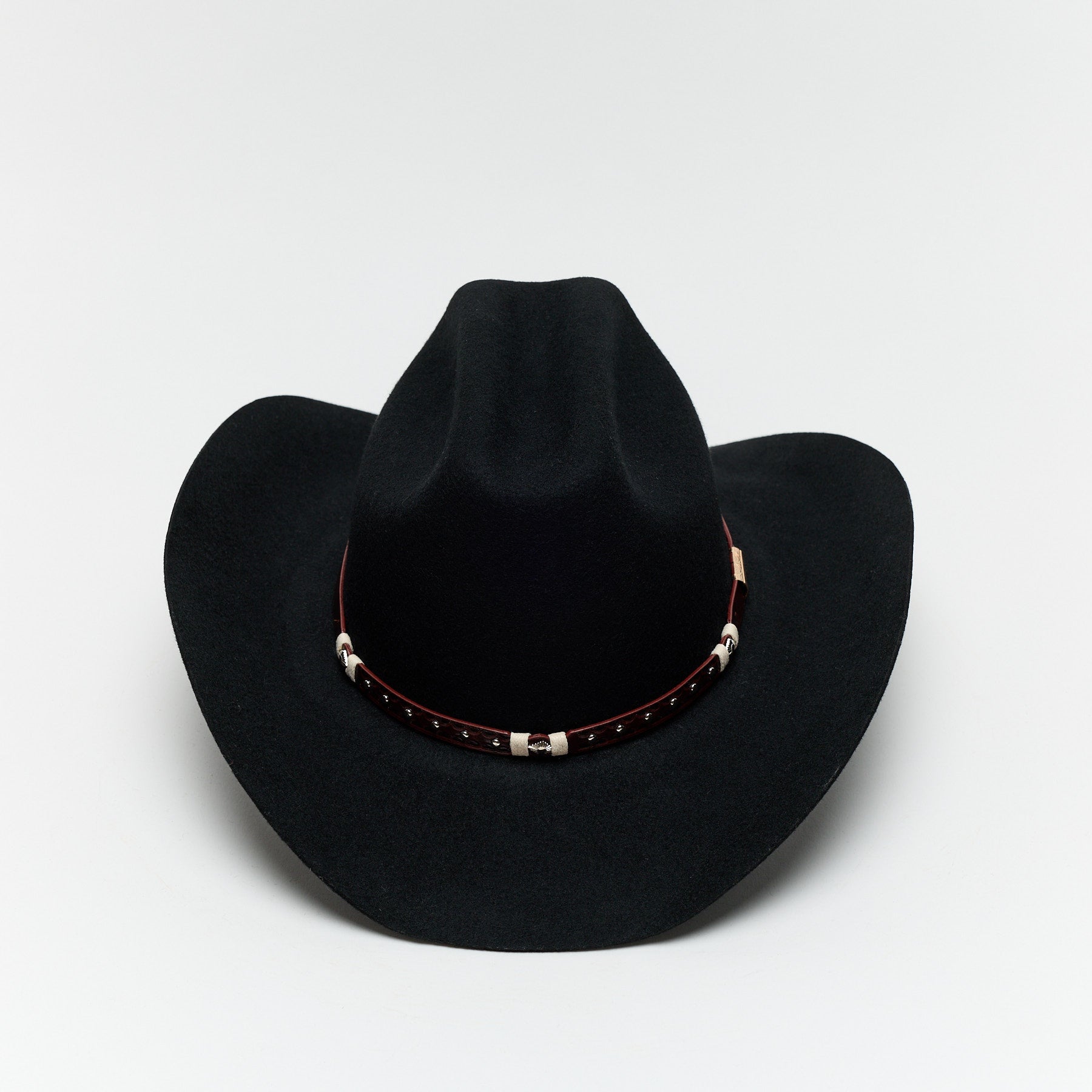 Carriston Wool Western Cattleman Cowboy Hat with Cognac Studded Leather Hatband