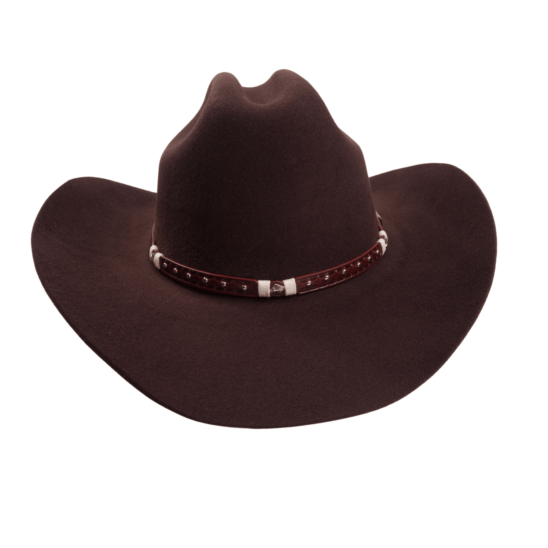 Carriston Wool Western Cattleman Cowboy Hat with Cognac Studded Leather Hatband