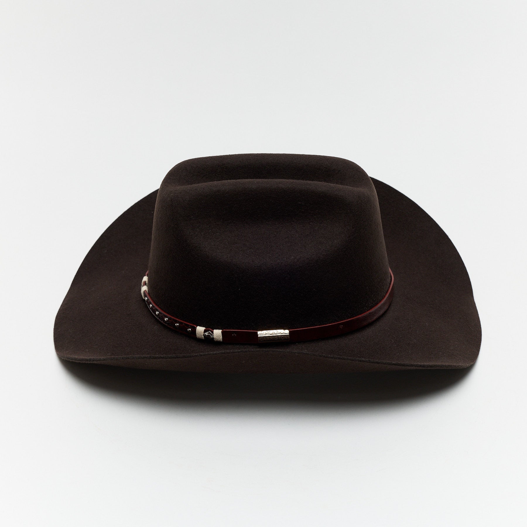 Carriston Wool Western Cattleman Cowboy Hat with Cognac Studded Leather Hatband