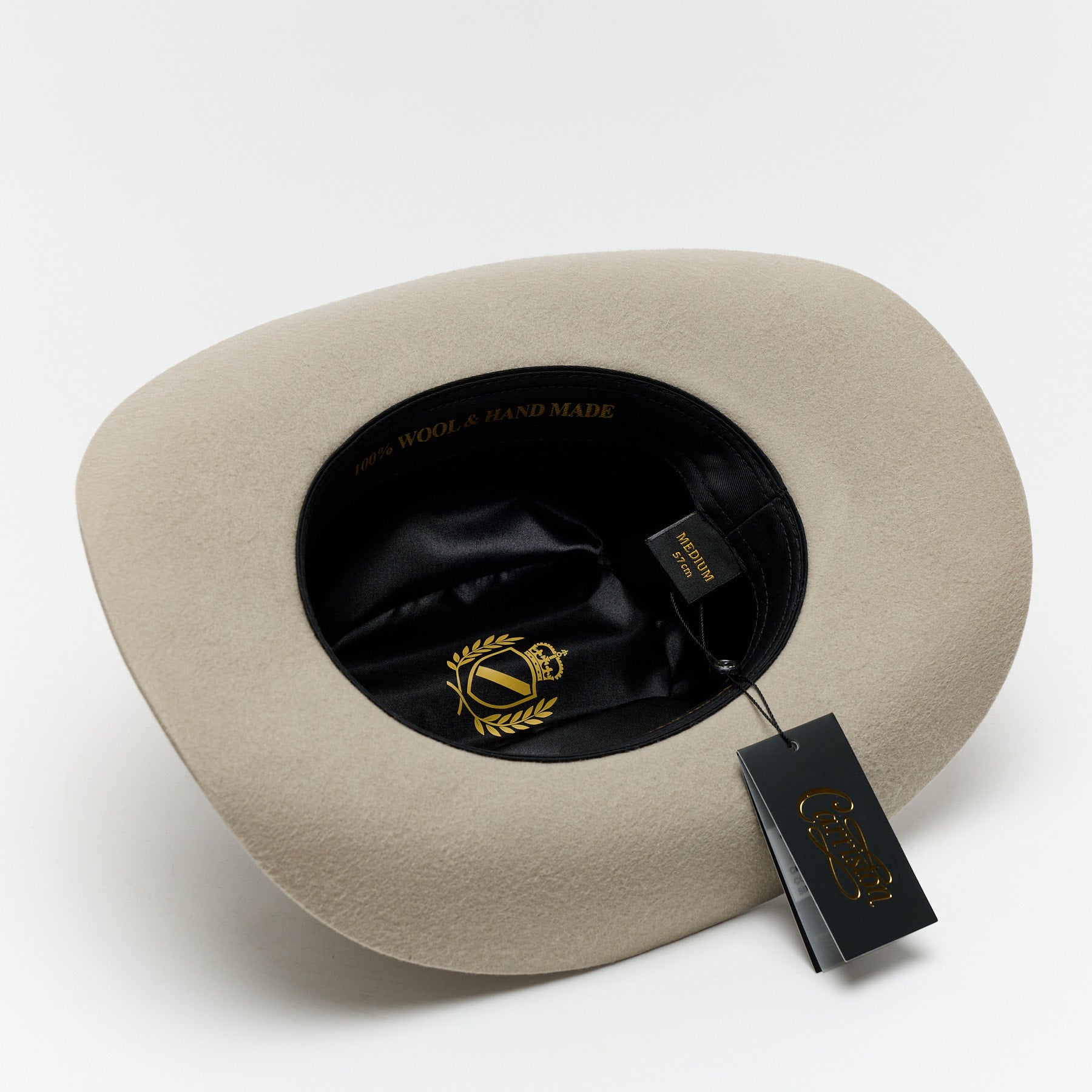 Carriston Wool Western Cattleman Cowboy Hat with Cognac Studded Leather Hatband