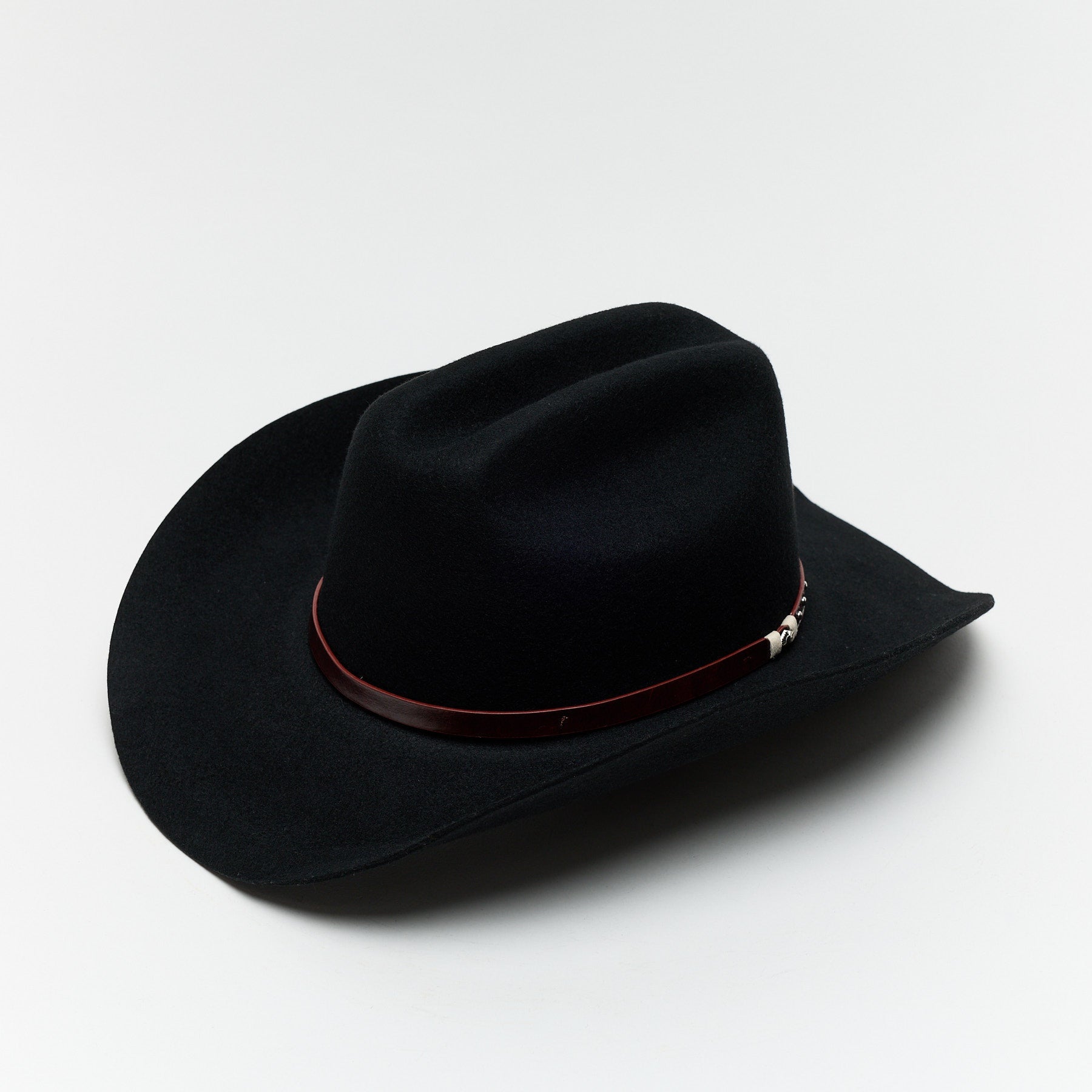 Carriston Wool Western Cattleman Cowboy Hat with Cognac Studded Leather Hatband