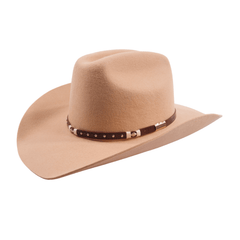 Carriston Wool Western Cattleman Cowboy Hat with Cognac Studded Leather Hatband