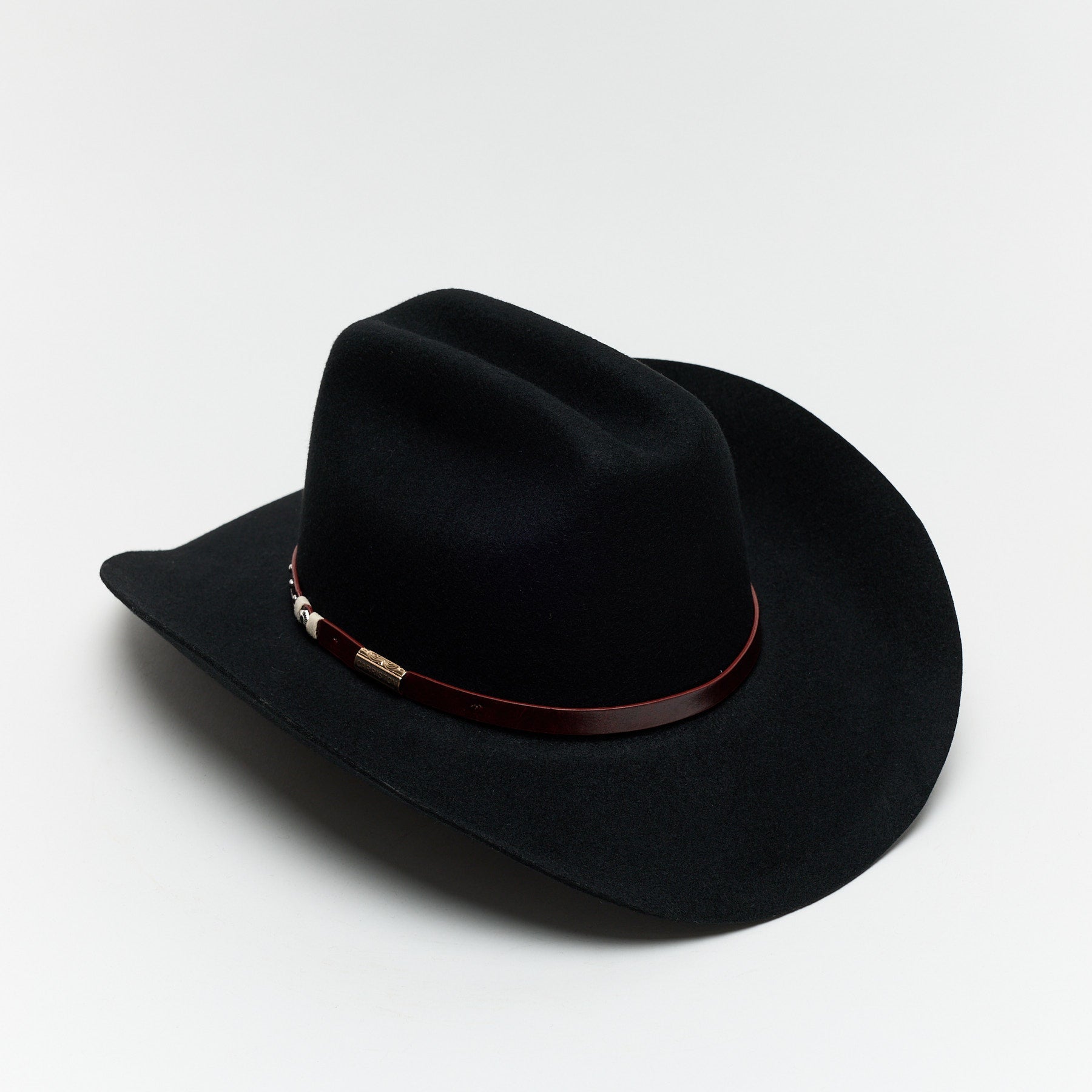 Carriston Wool Western Cattleman Cowboy Hat with Cognac Studded Leather Hatband