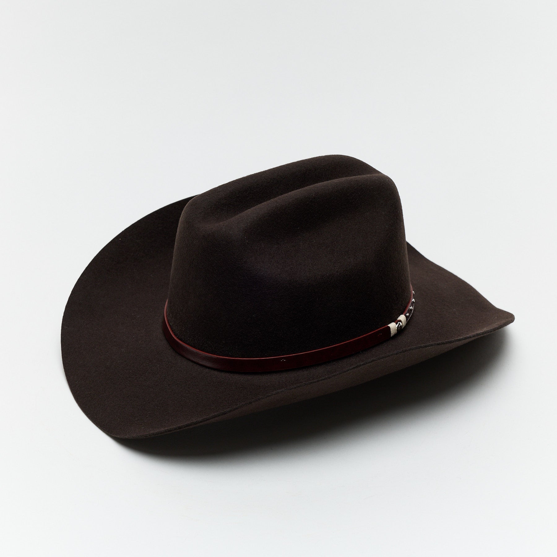Carriston Wool Western Cattleman Cowboy Hat with Cognac Studded Leather Hatband