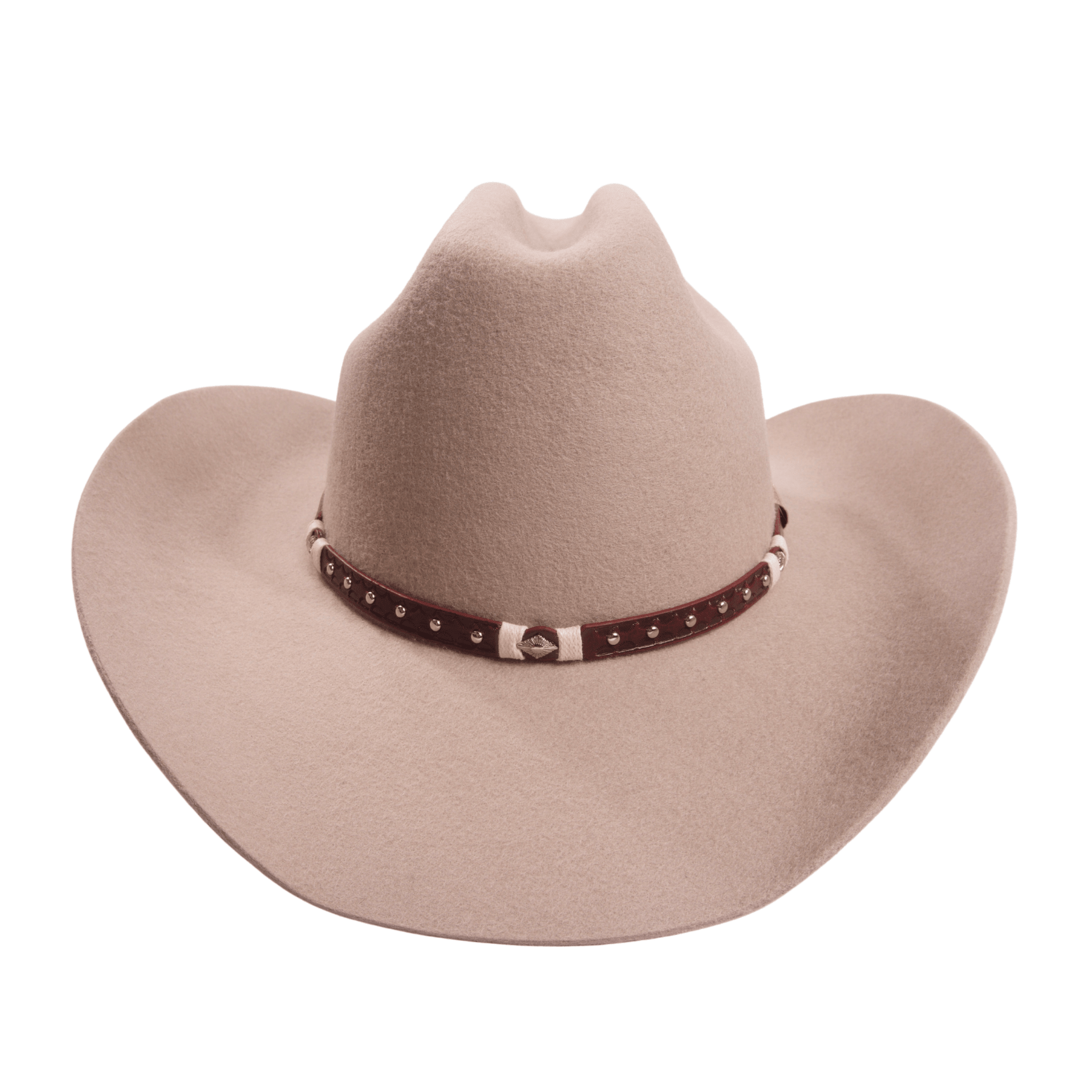 Carriston Wool Western Cattleman Cowboy Hat with Cognac Studded Leather Hatband