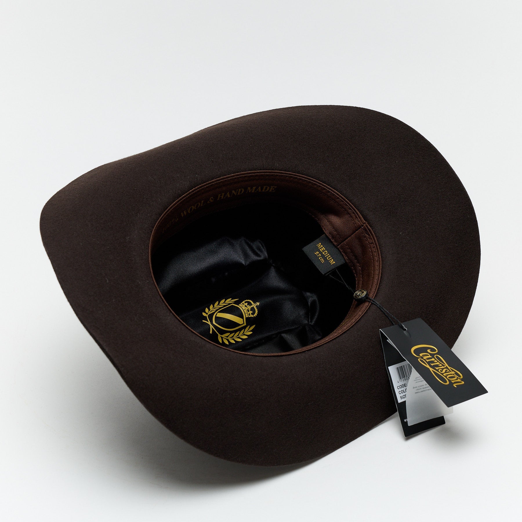 Carriston Wool Western Cattleman Cowboy Hat with Cognac Studded Leather Hatband