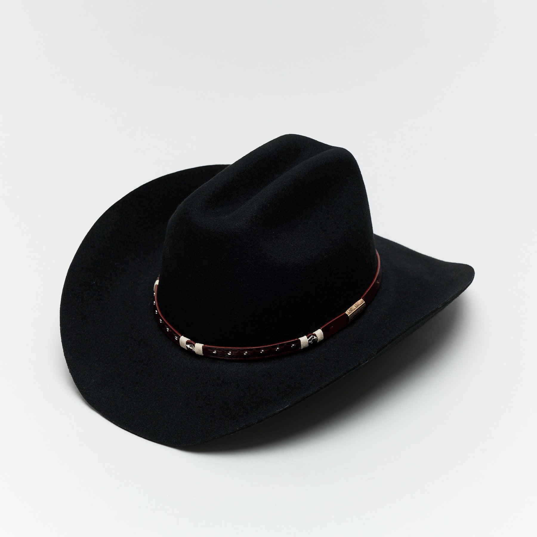 Carriston Wool Western Cattleman Cowboy Hat with Cognac Studded Leather Hatband