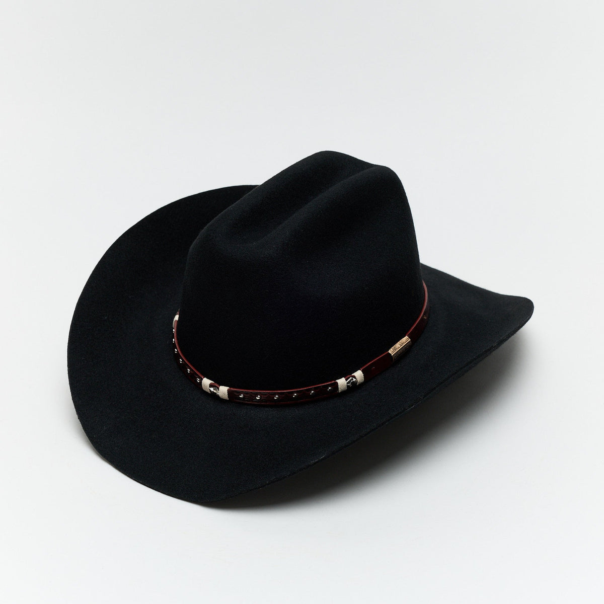 Carriston Wool Western Cattleman Cowboy Hat with Cognac Studded Leather Hatband