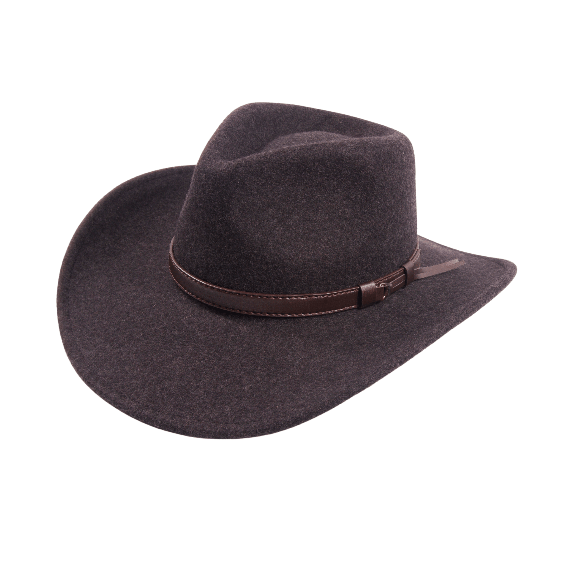 Charcoal Wool Cowboy Hat with Slim Leather Band