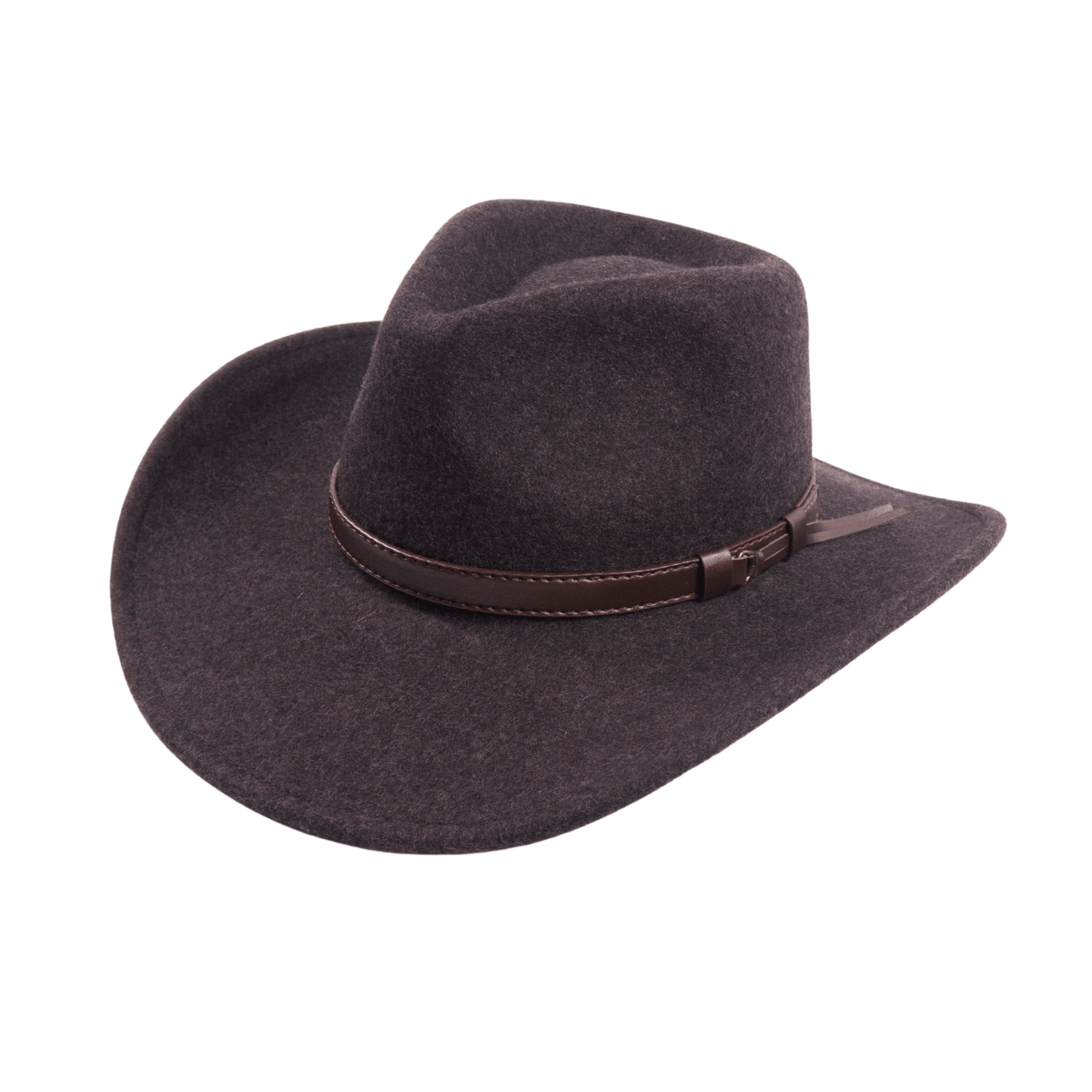 Charcoal Wool Cowboy Hat with Slim Leather Band