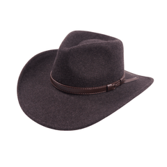 Charcoal Wool Cowboy Hat with Slim Leather Band