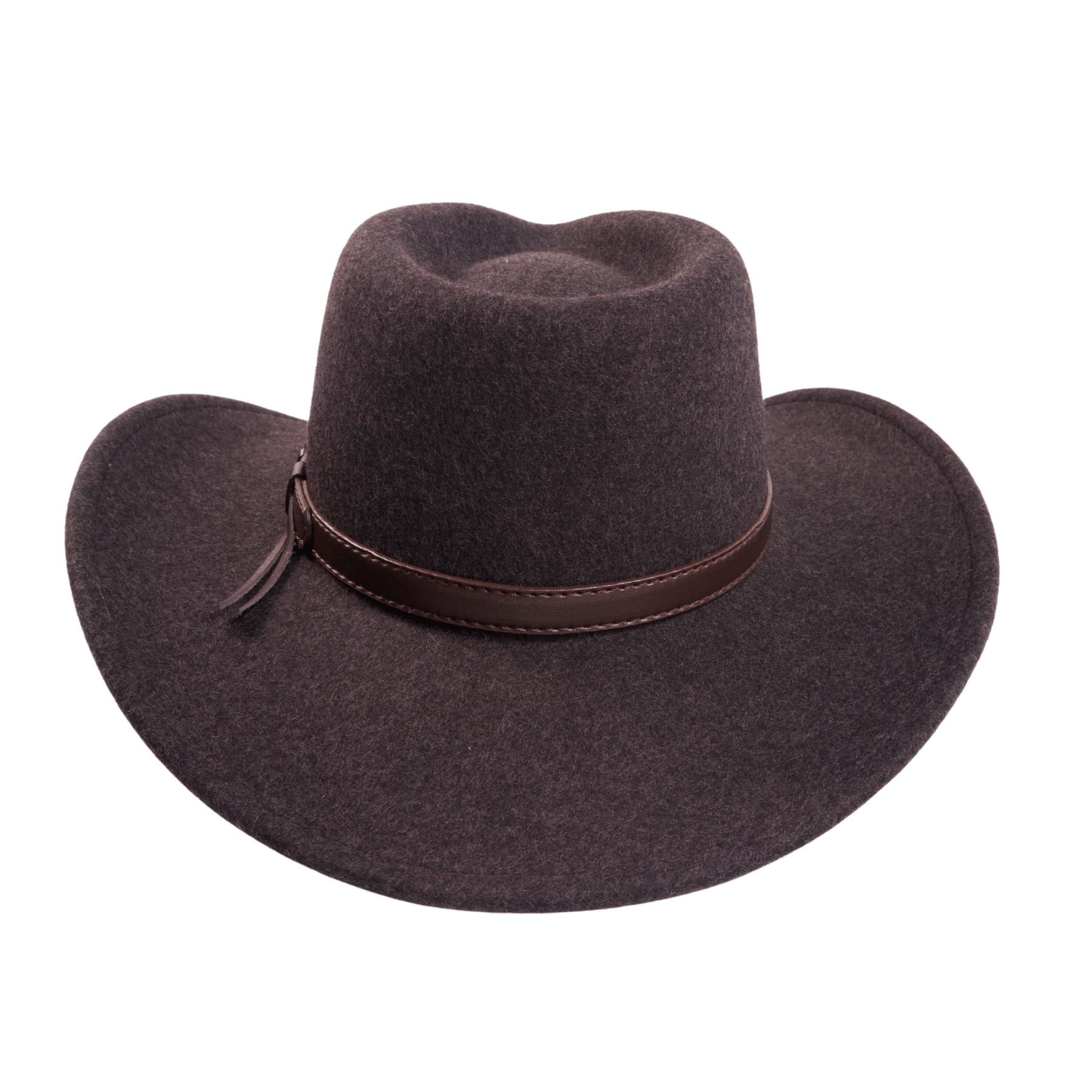 Charcoal Wool Cowboy Hat with Slim Leather Band