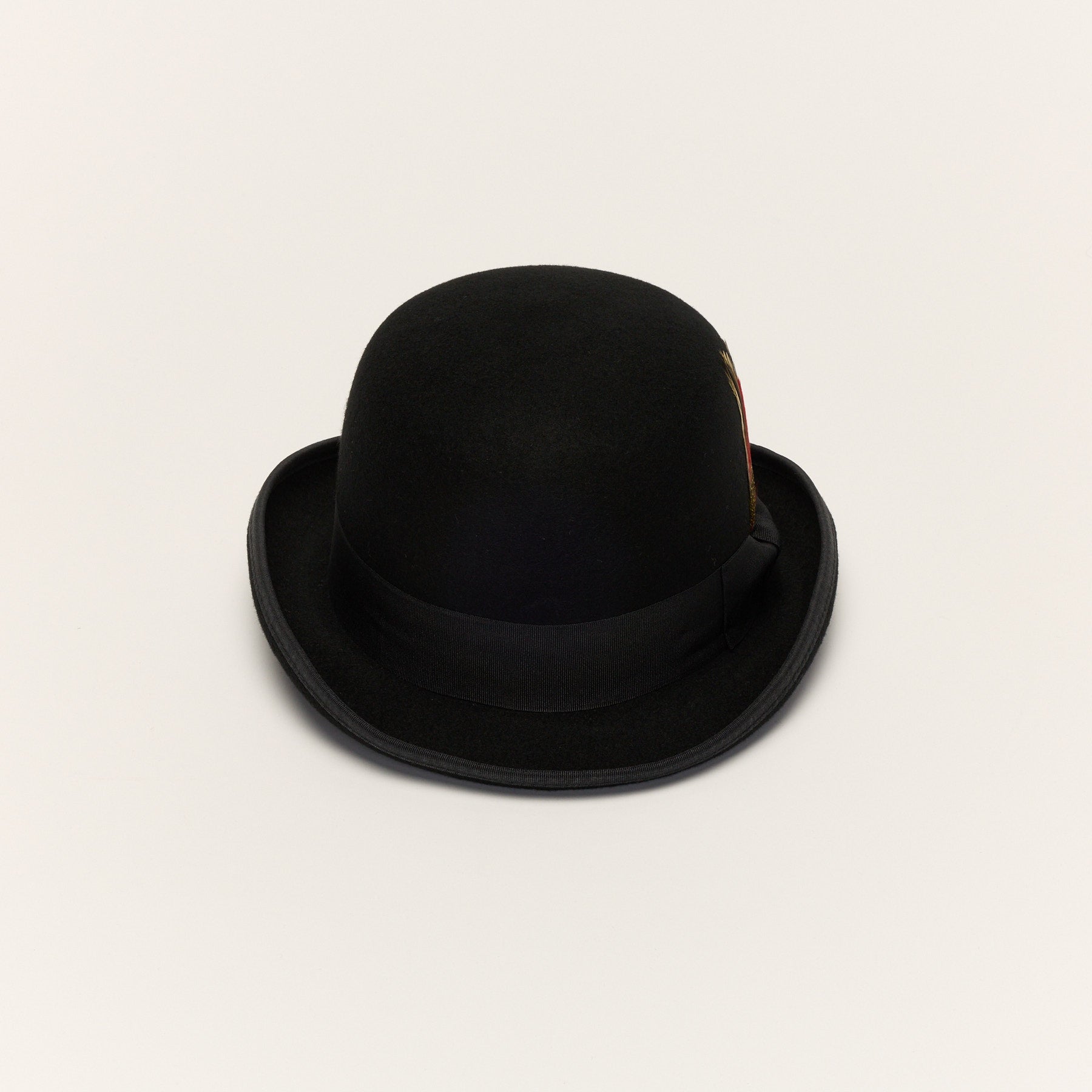 Classic Black Bowler Hat with Curved Brim