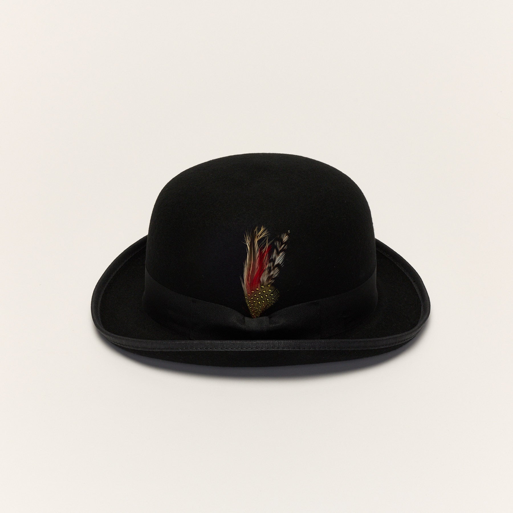 Classic Black Bowler Hat with Curved Brim