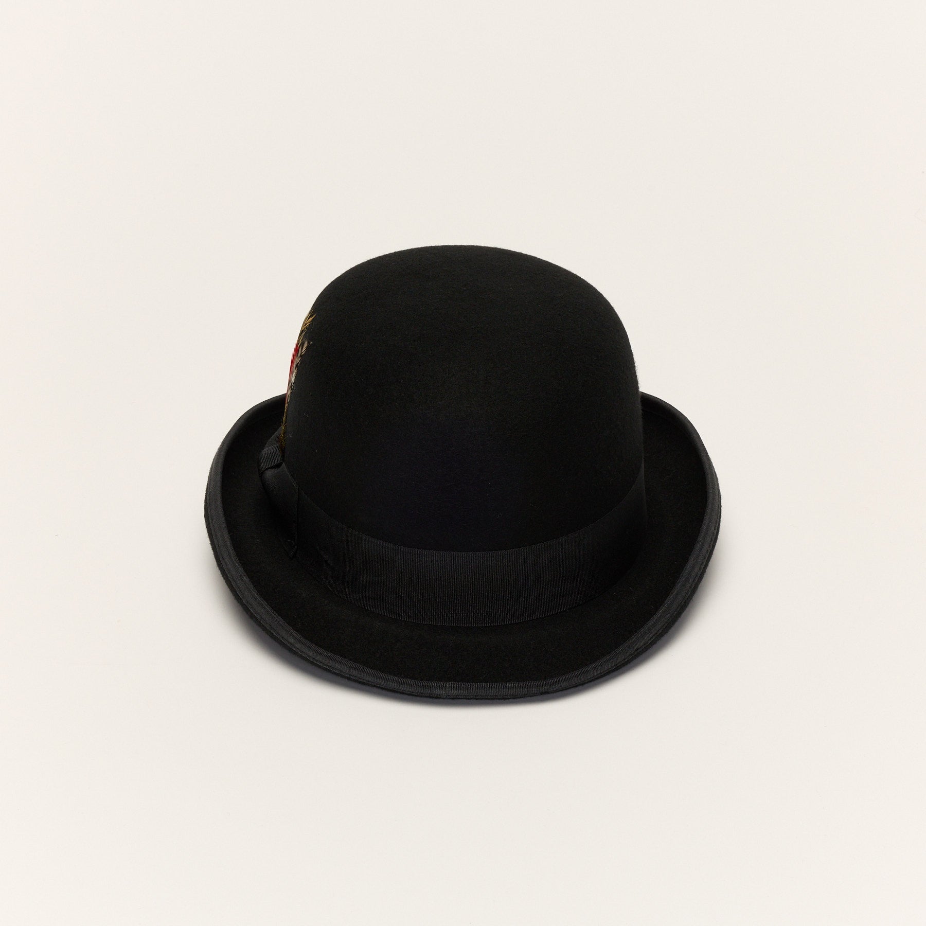 Classic Black Bowler Hat with Curved Brim