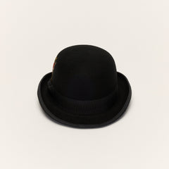 Classic Black Bowler Hat with Curved Brim