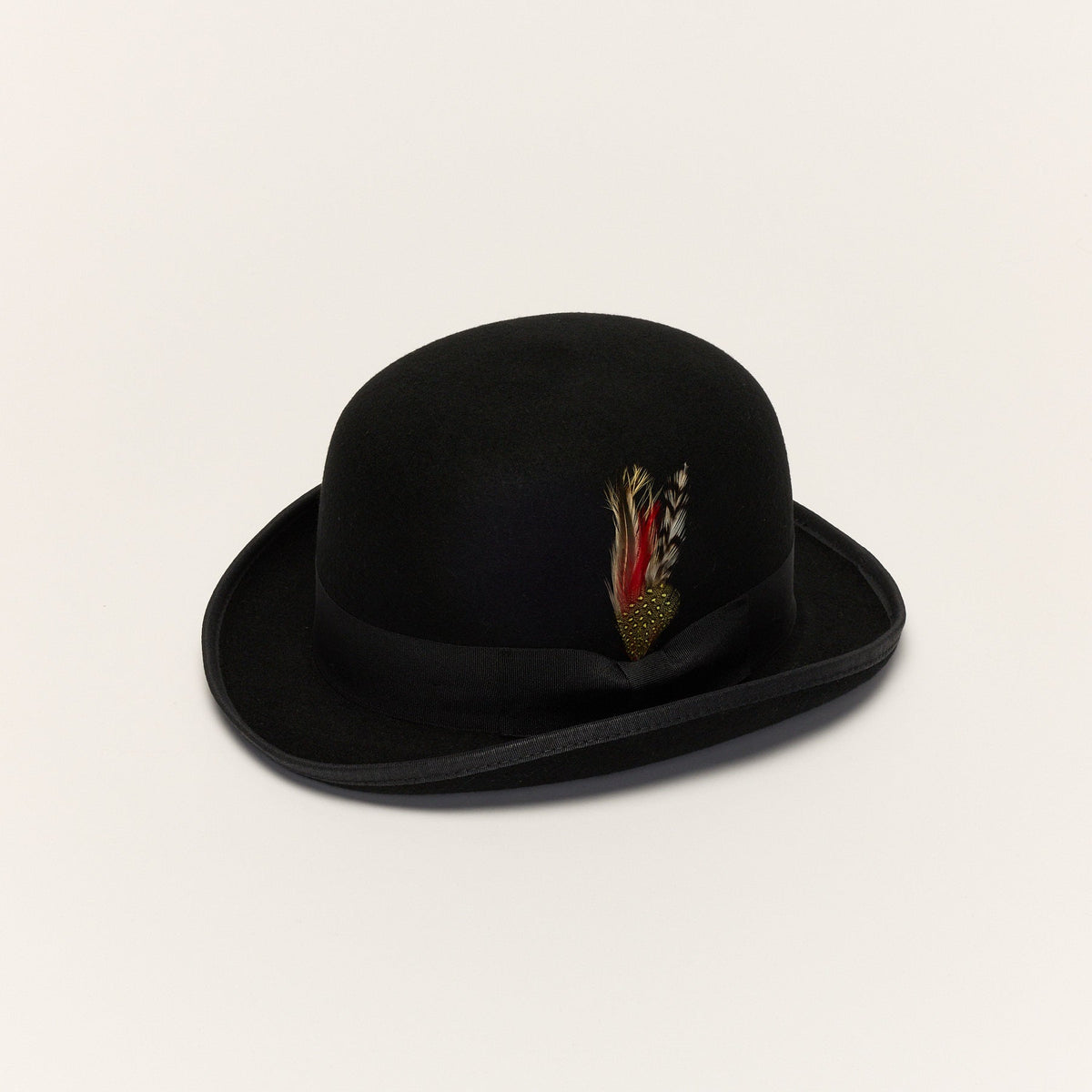 Classic Black Bowler Hat with Curved Brim
