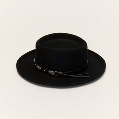 Classic Black Gambler Hat - Silver Band