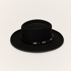 Classic Black Gambler Hat - Silver Band