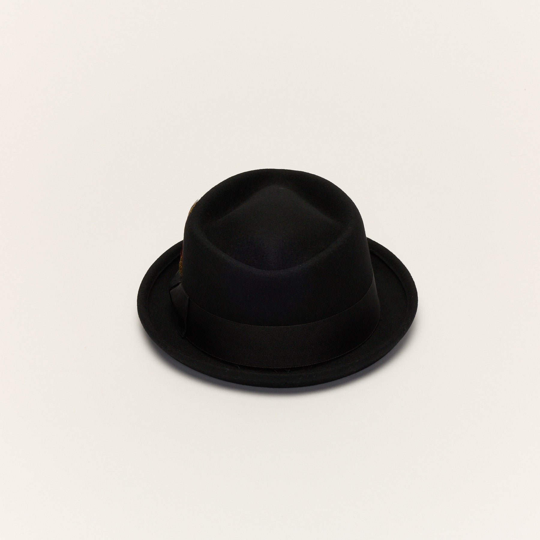 Diamond Crown Black Wool Pork Pie Hat