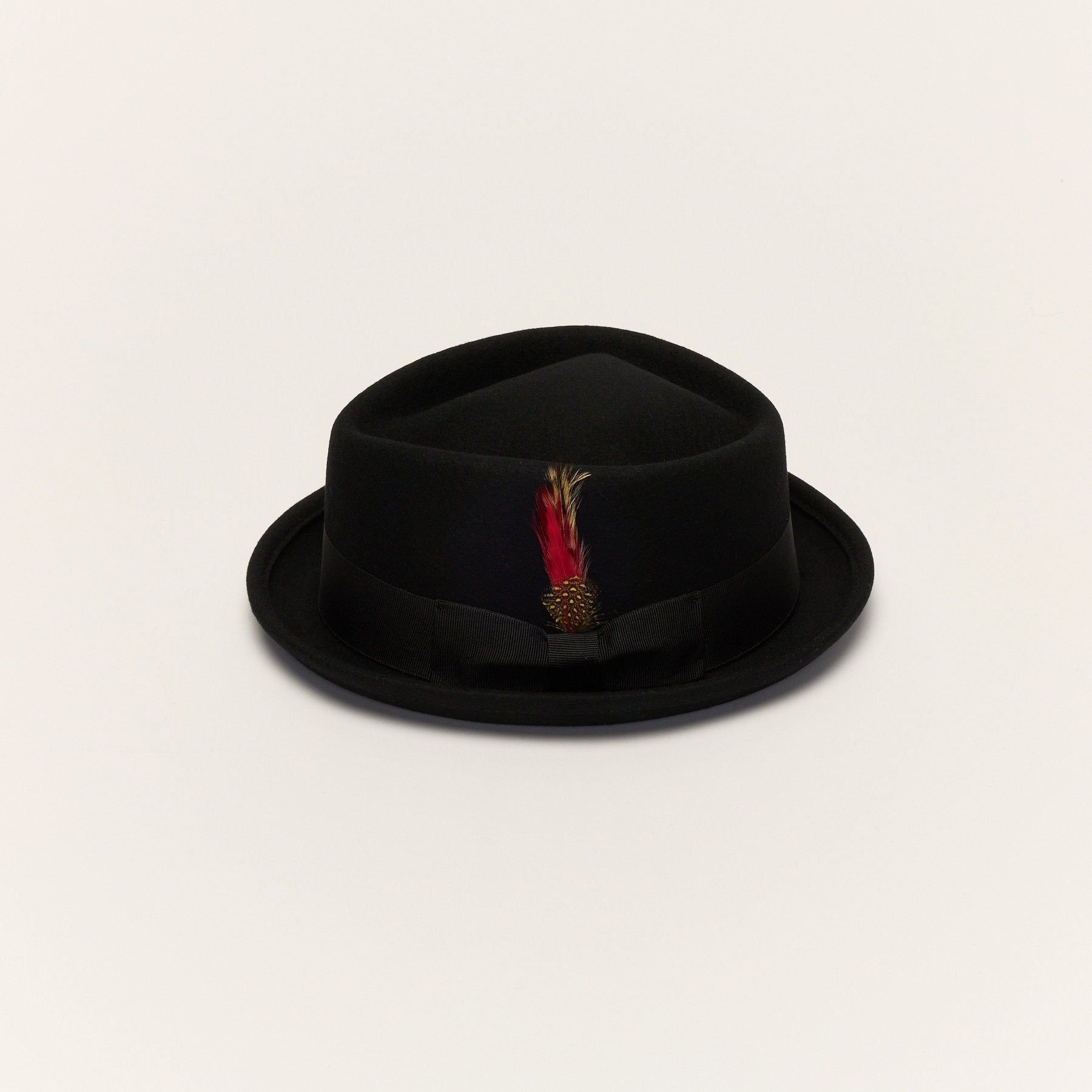 Diamond Crown Black Wool Pork Pie Hat