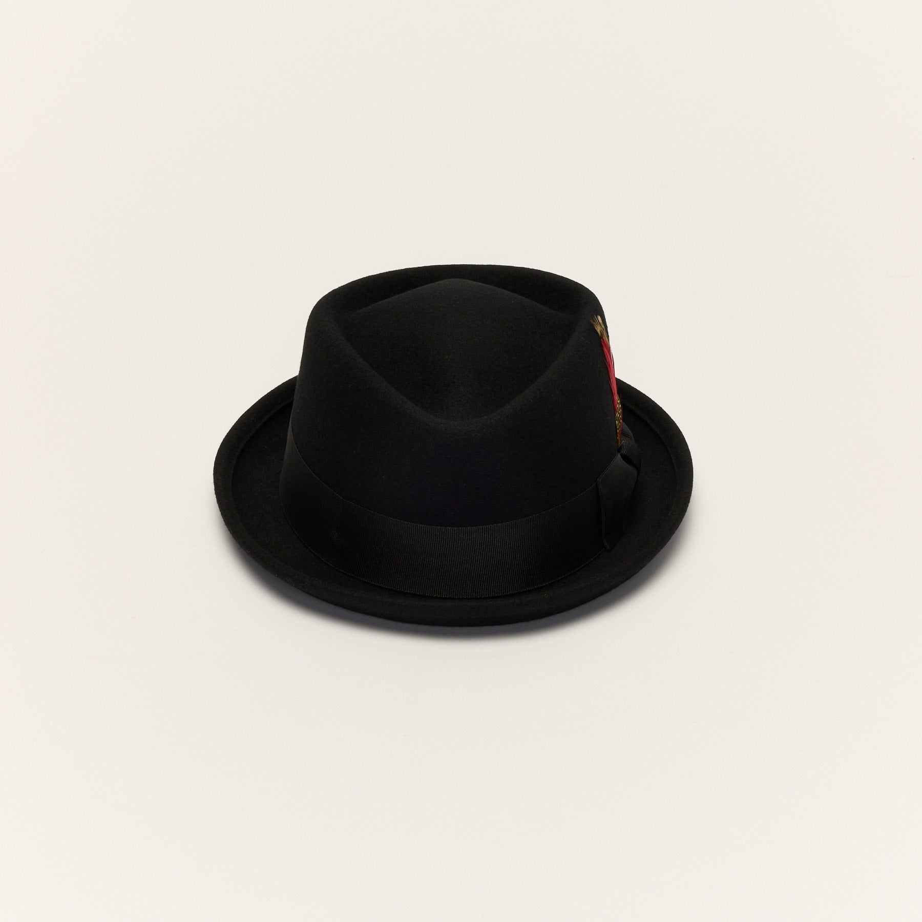 Diamond Crown Black Wool Pork Pie Hat