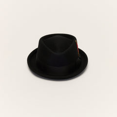 Diamond Crown Black Wool Pork Pie Hat