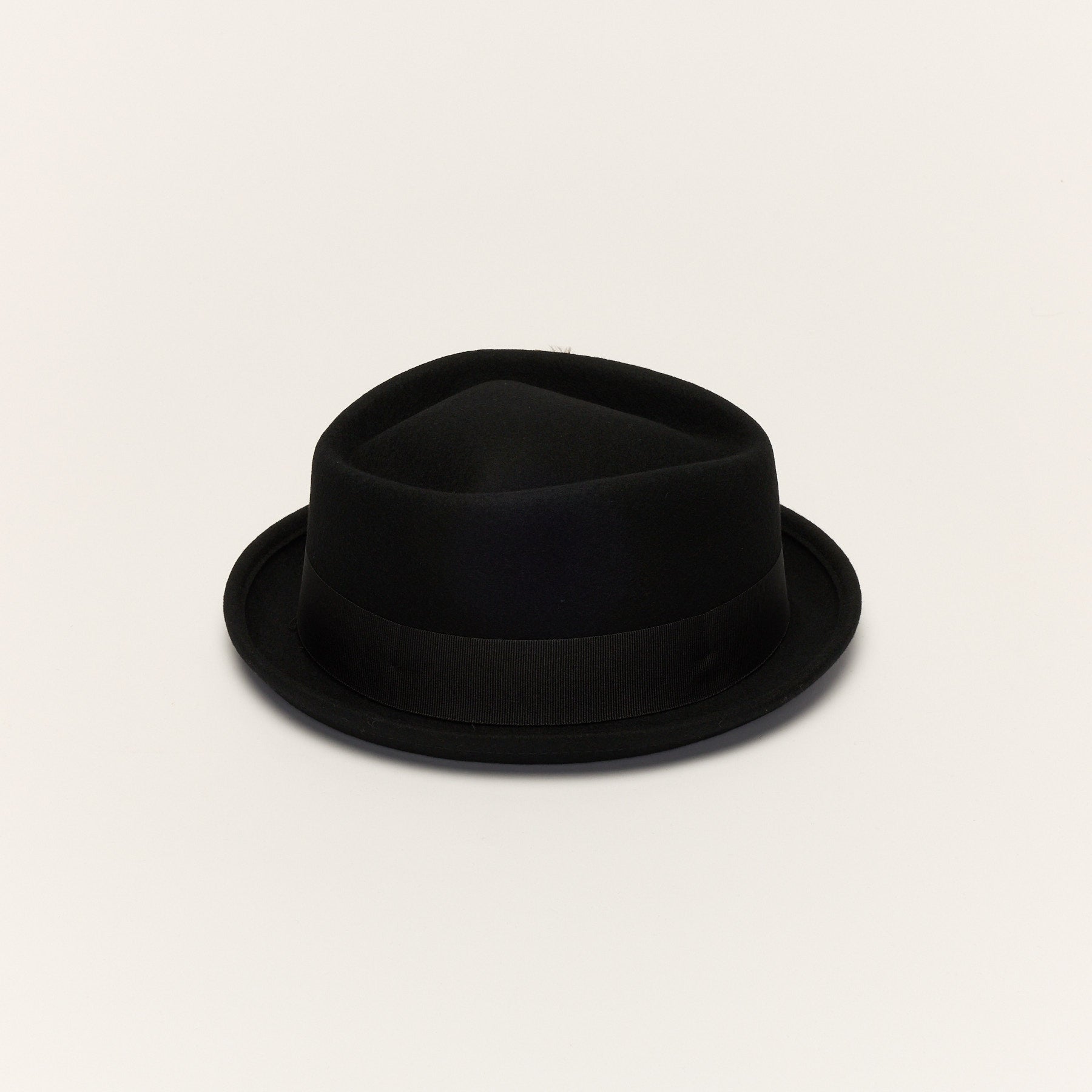 Diamond Crown Black Wool Pork Pie Hat