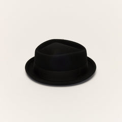 Diamond Crown Black Wool Pork Pie Hat