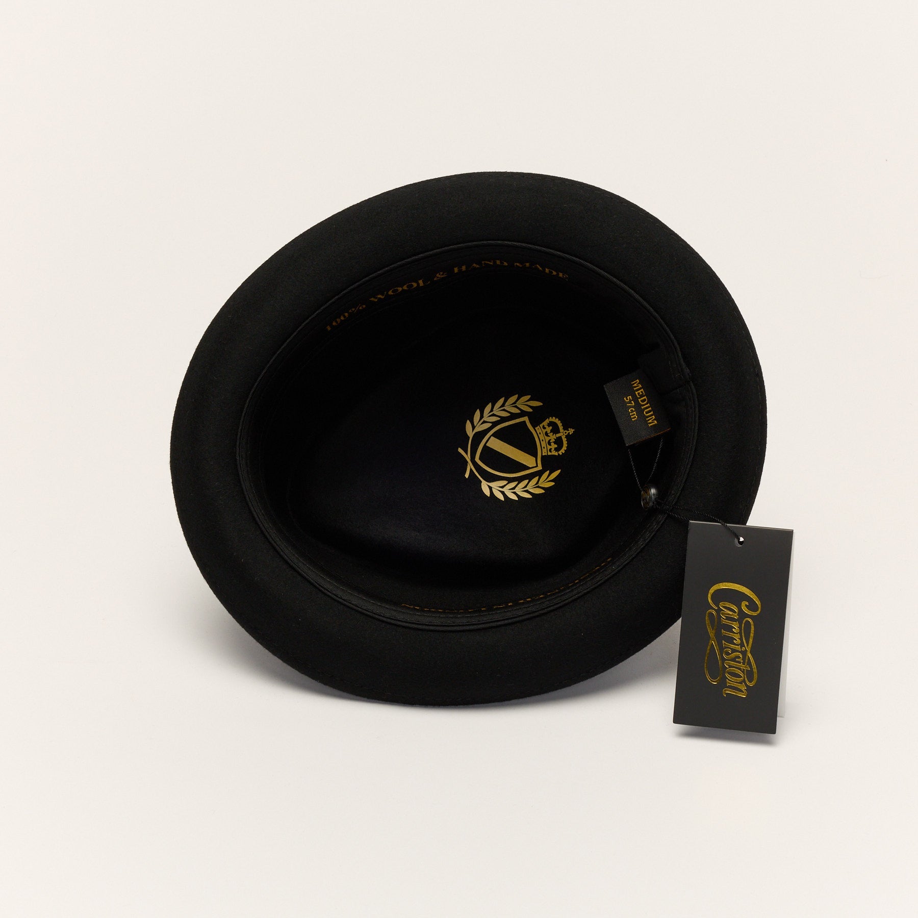 Diamond Crown Black Wool Pork Pie Hat