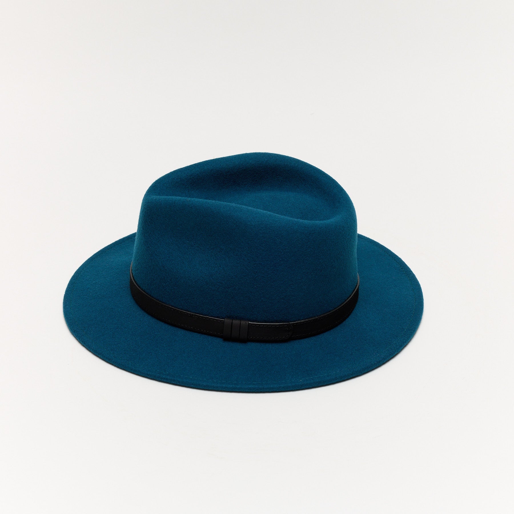 Orange Wool Felt Fedora Hat with Leather Band