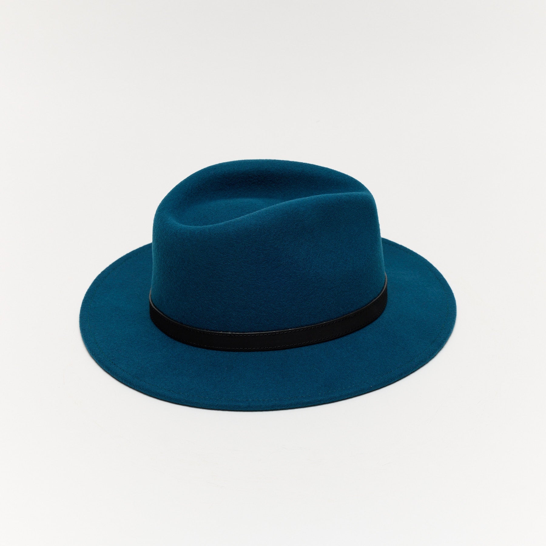 Orange Wool Felt Fedora Hat with Leather Band
