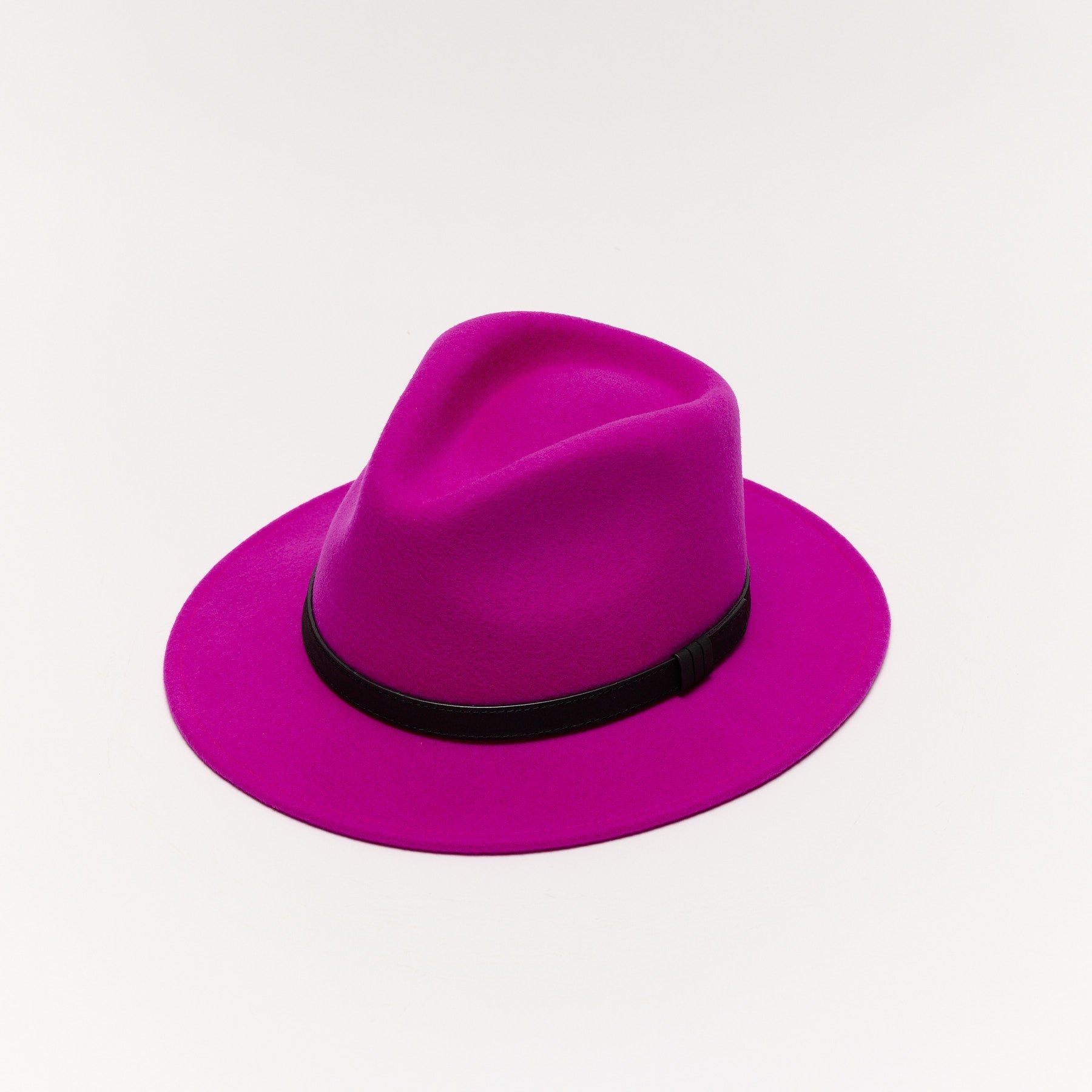 Orange Wool Felt Fedora Hat with Leather Band