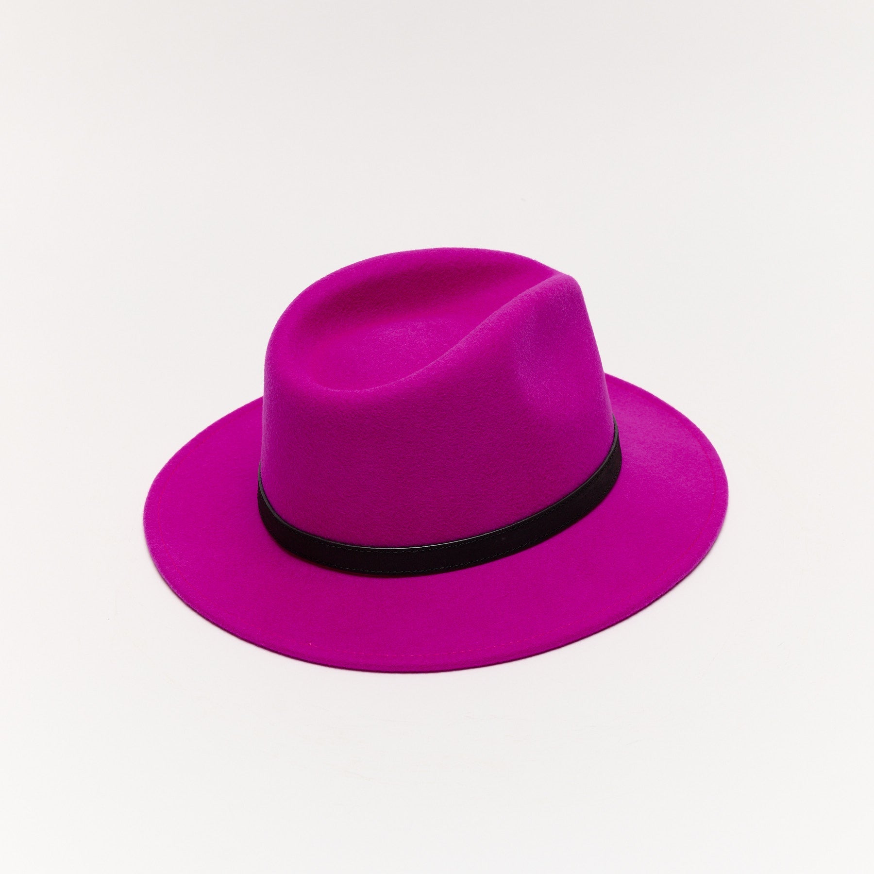 Orange Wool Felt Fedora Hat with Leather Band