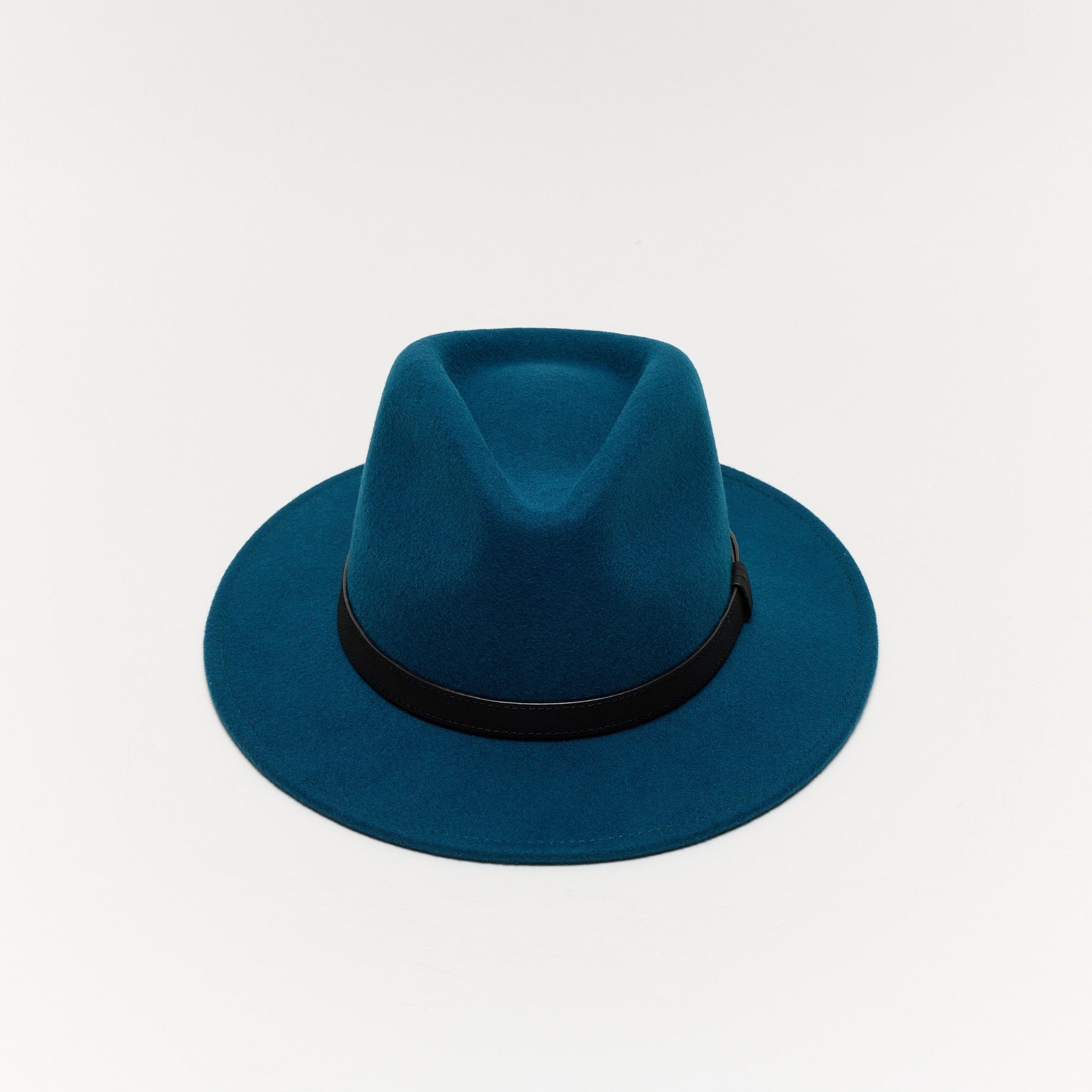 Orange Wool Felt Fedora Hat with Leather Band