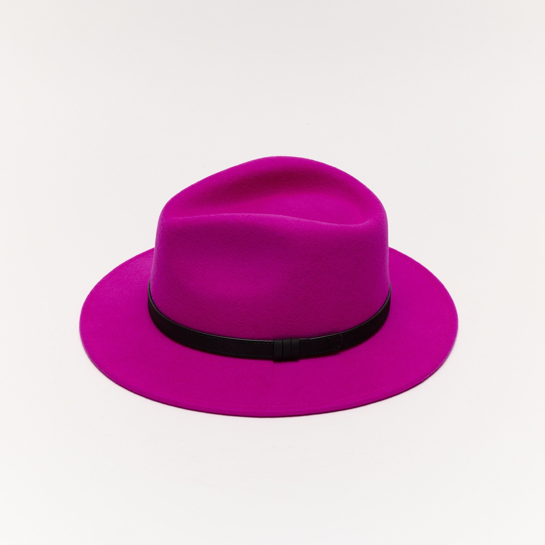 Orange Wool Felt Fedora Hat with Leather Band