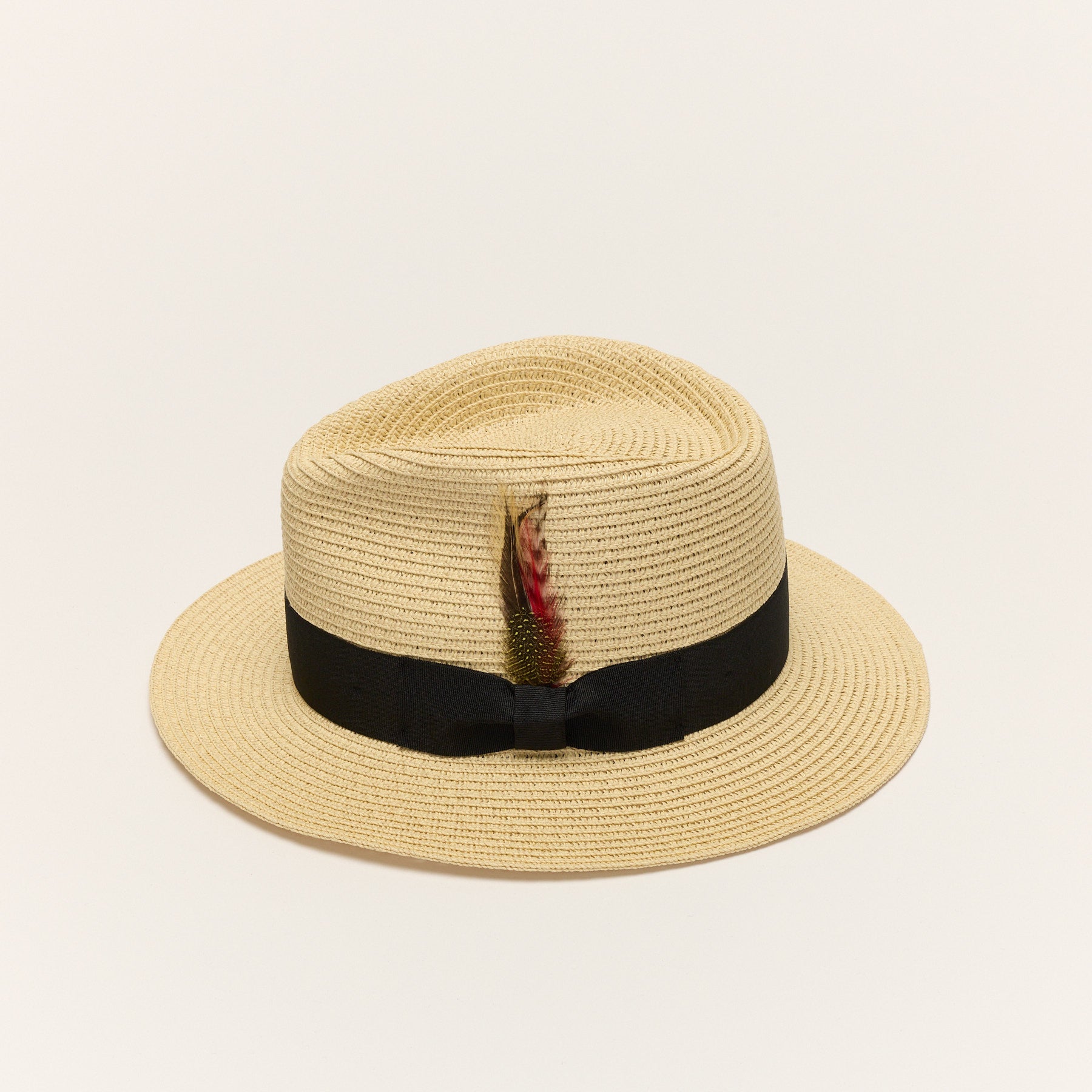 Paper Straw Fedora Hat With Ribbon Band