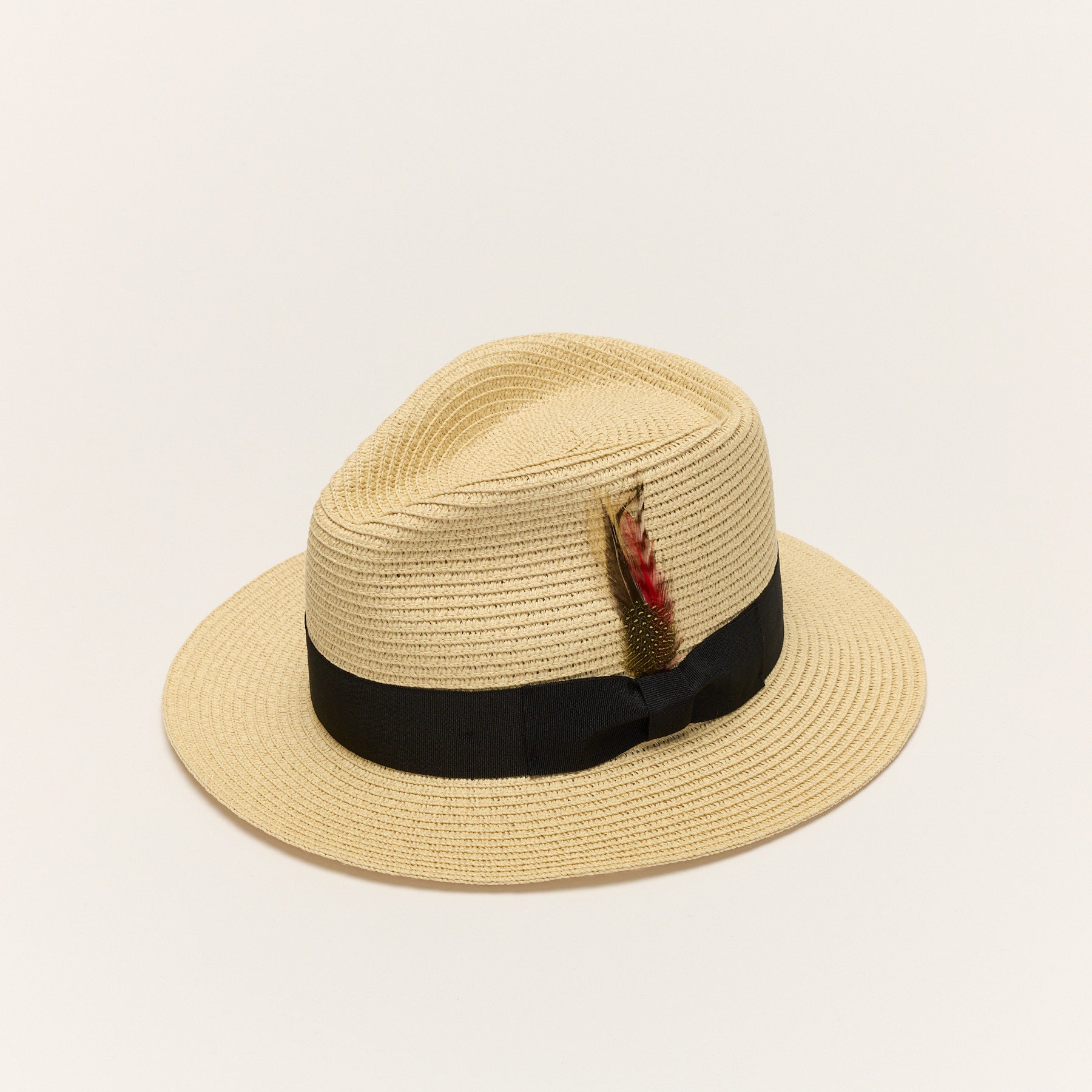 Paper Straw Fedora Hat With Ribbon Band