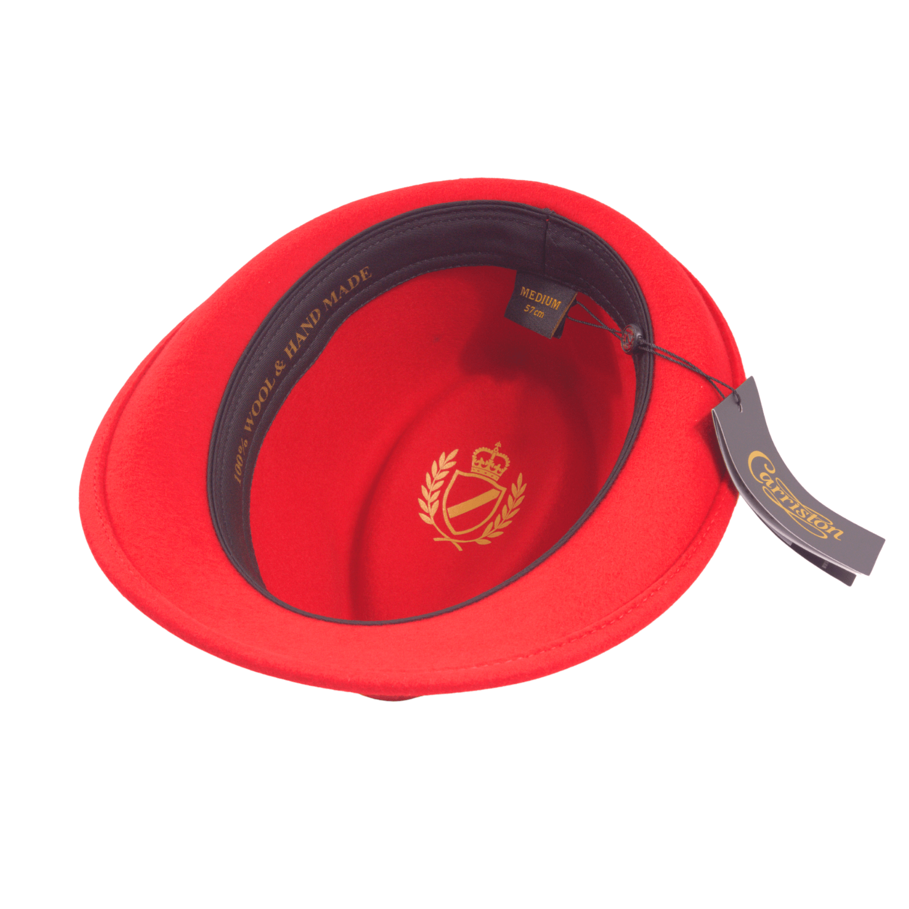 Red Wool Felt Trilby Hat with Teardrop Crown