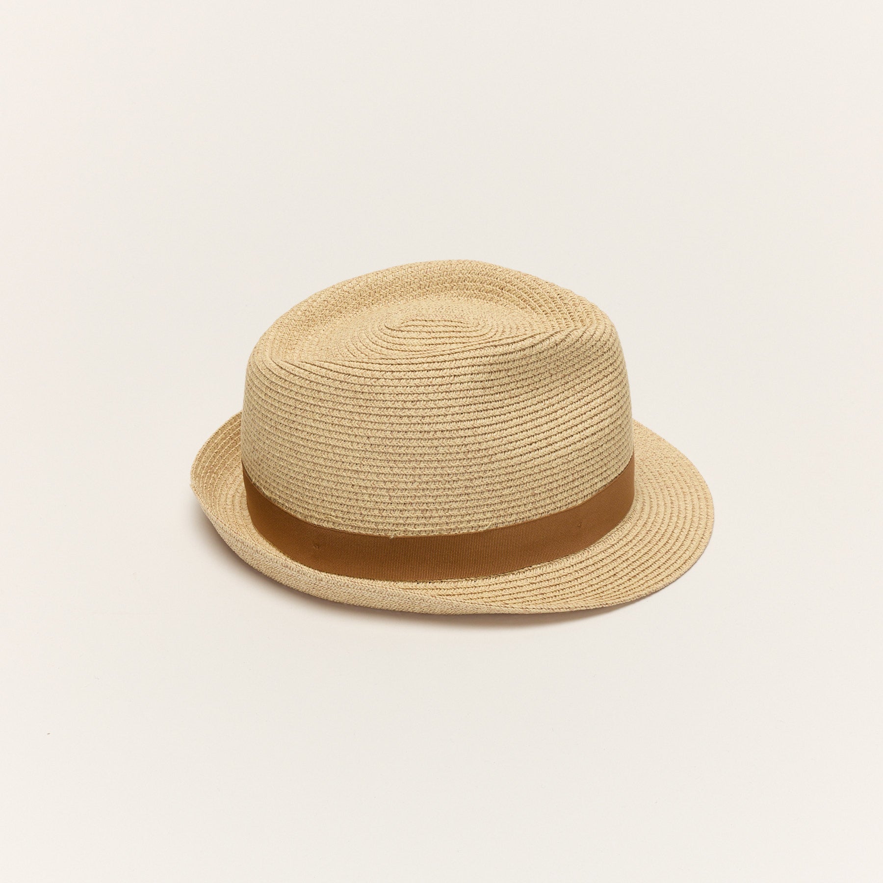 Summer Straw Trilby Hat with Feather