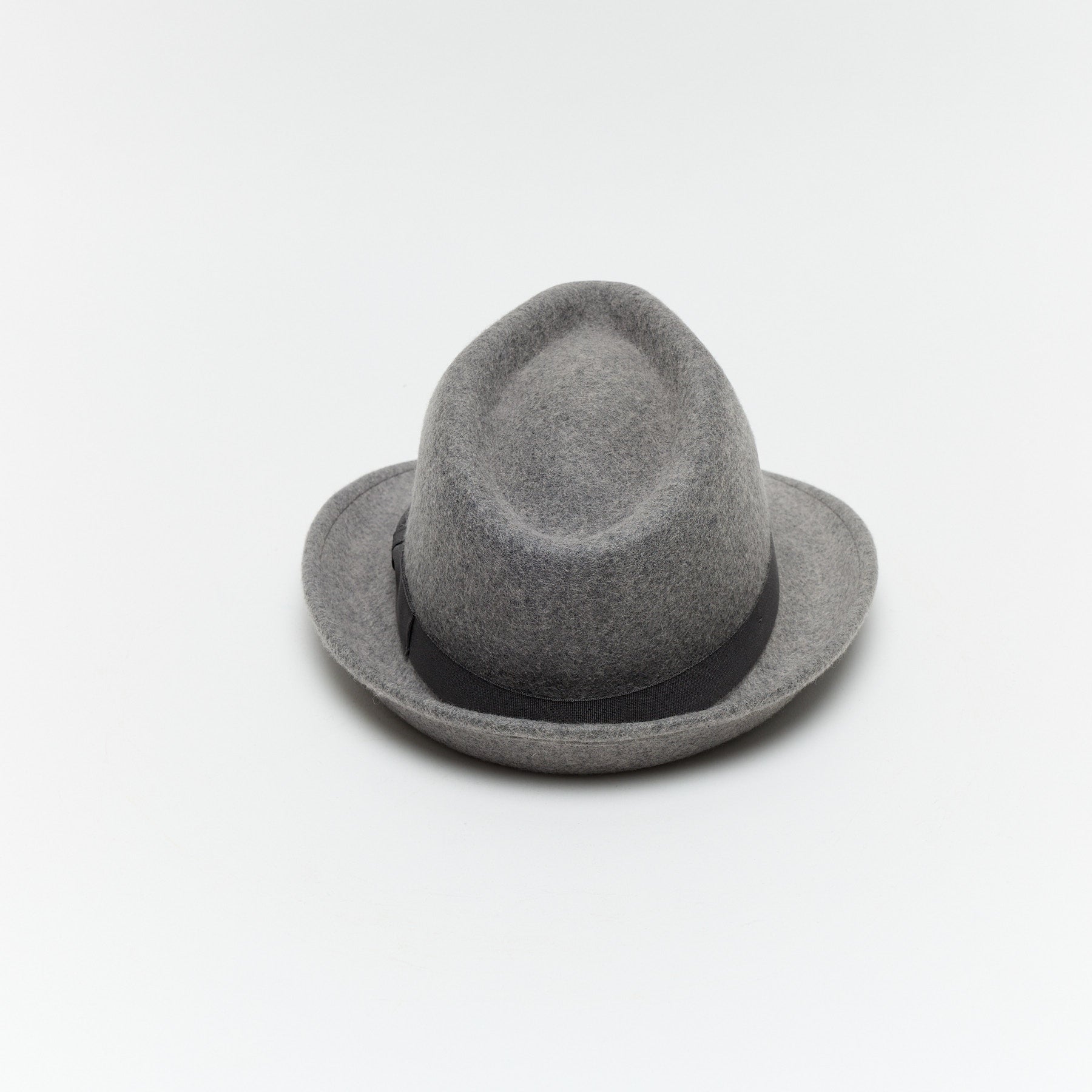 White Wool Felt Trilby Hat with Teardrop Crown