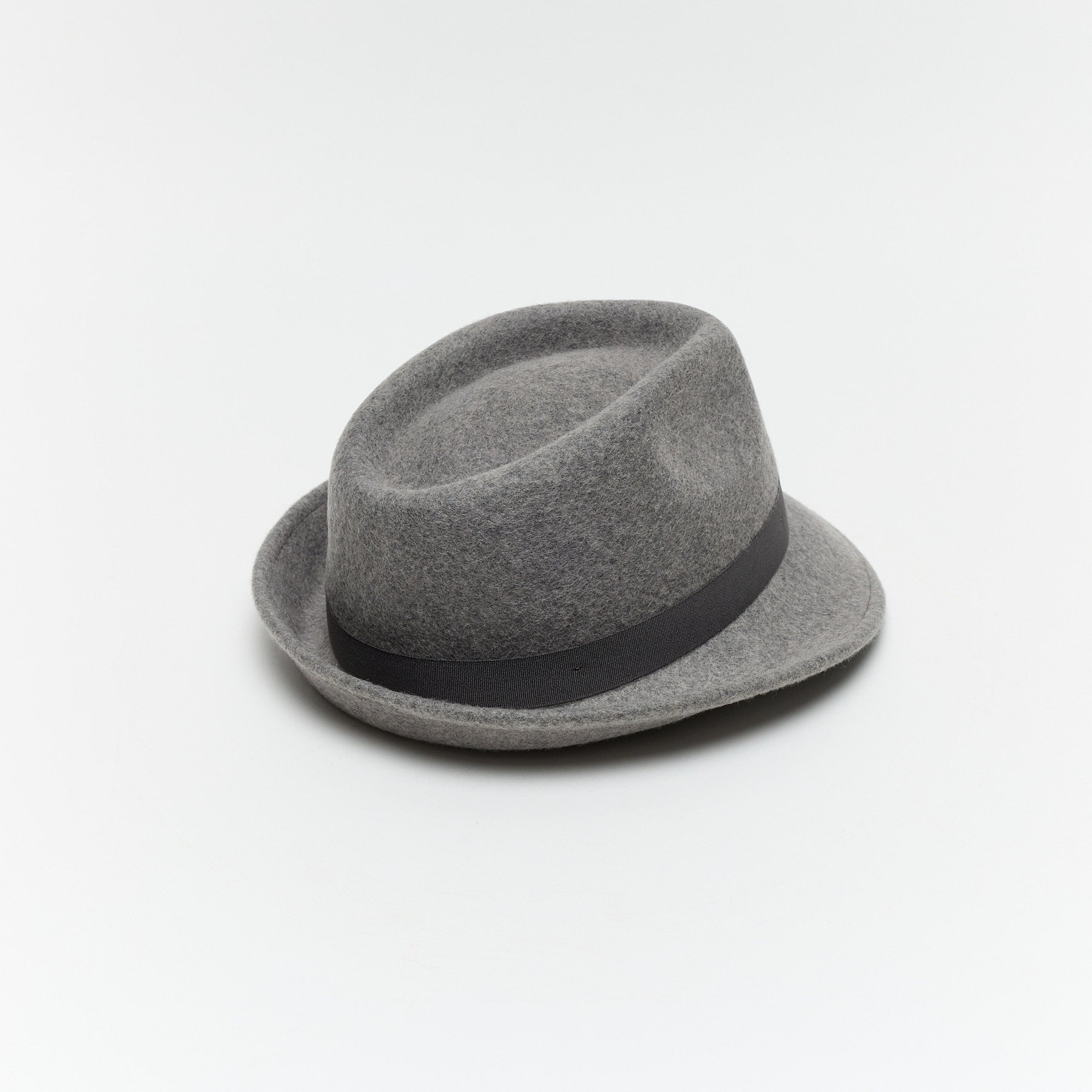 White Wool Felt Trilby Hat with Teardrop Crown
