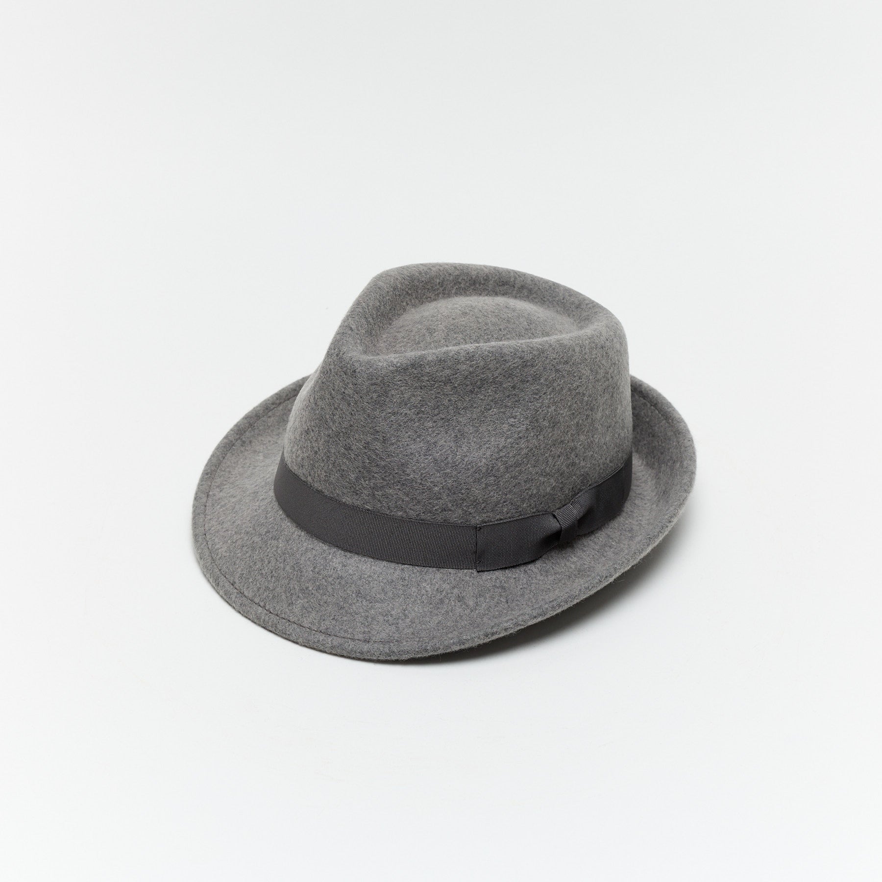 White Wool Felt Trilby Hat with Teardrop Crown