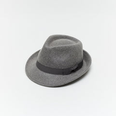 White Wool Felt Trilby Hat with Teardrop Crown