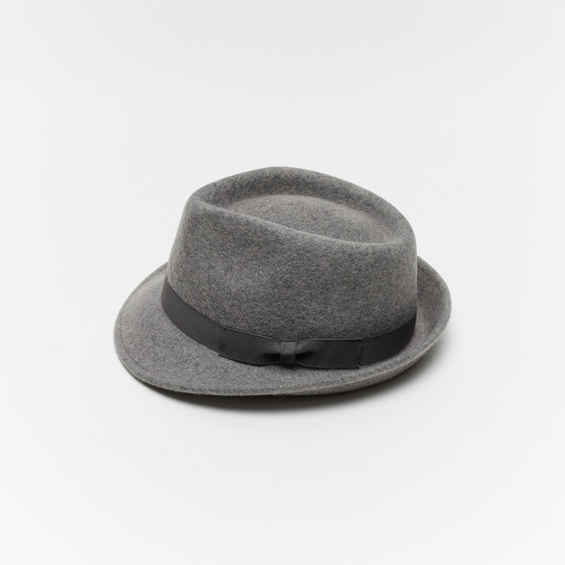 White Wool Felt Trilby Hat with Teardrop Crown