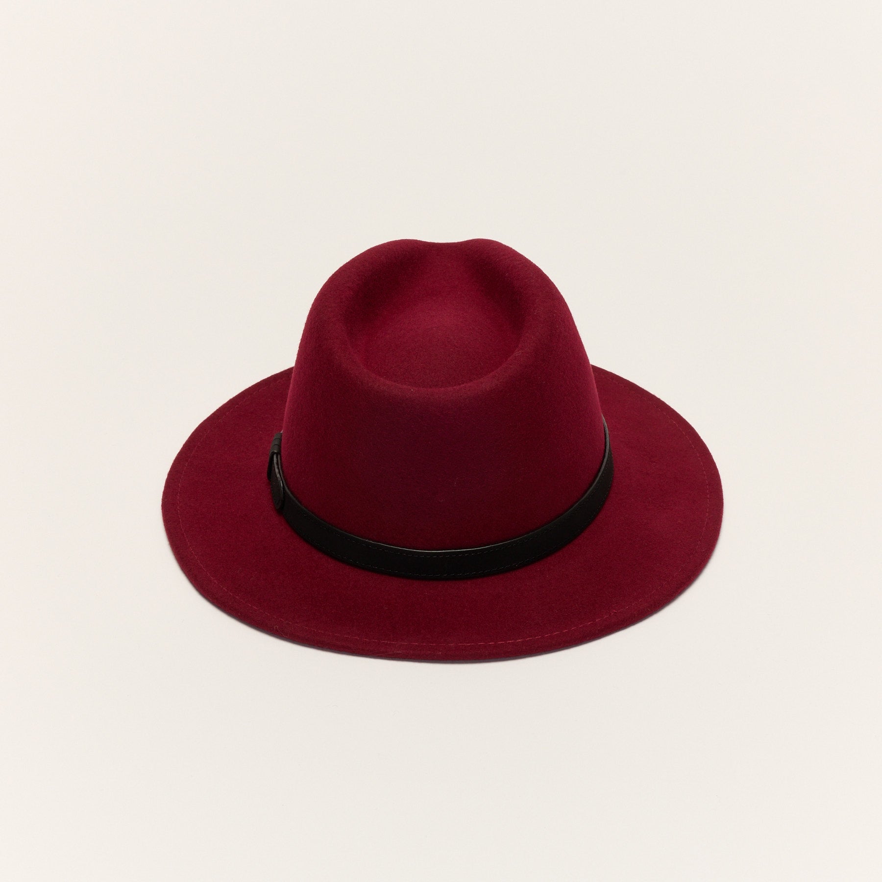 Wool Felt Fedora Hat with Leather Band