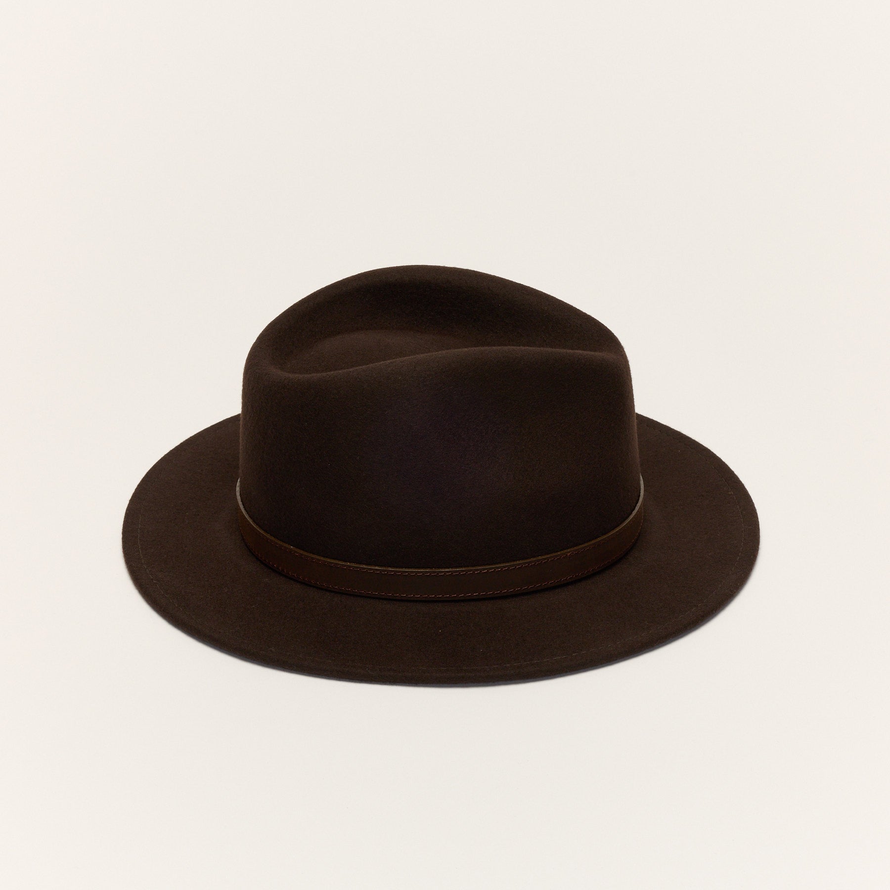 Wool Felt Fedora Hat with Leather Band