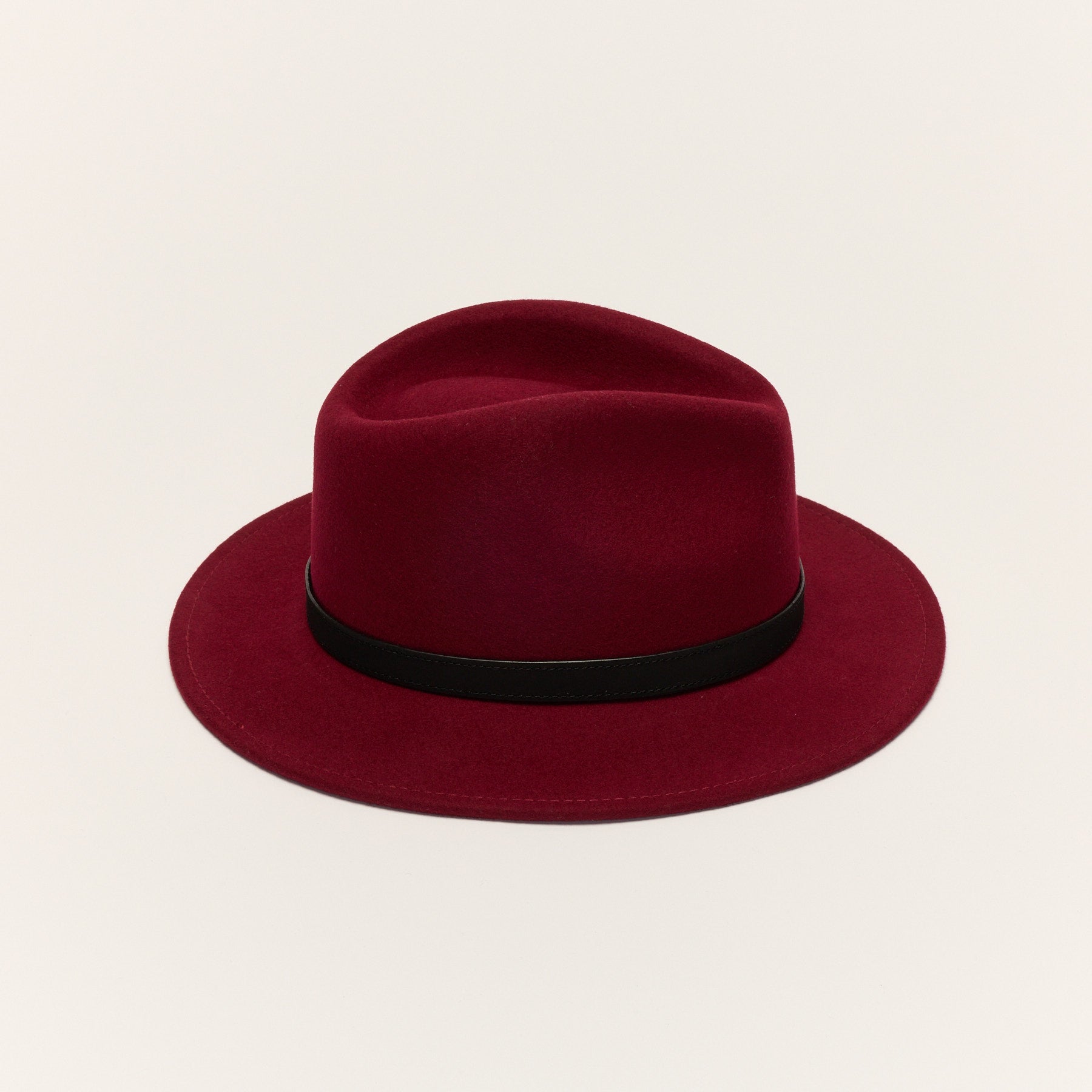Wool Felt Fedora Hat with Leather Band