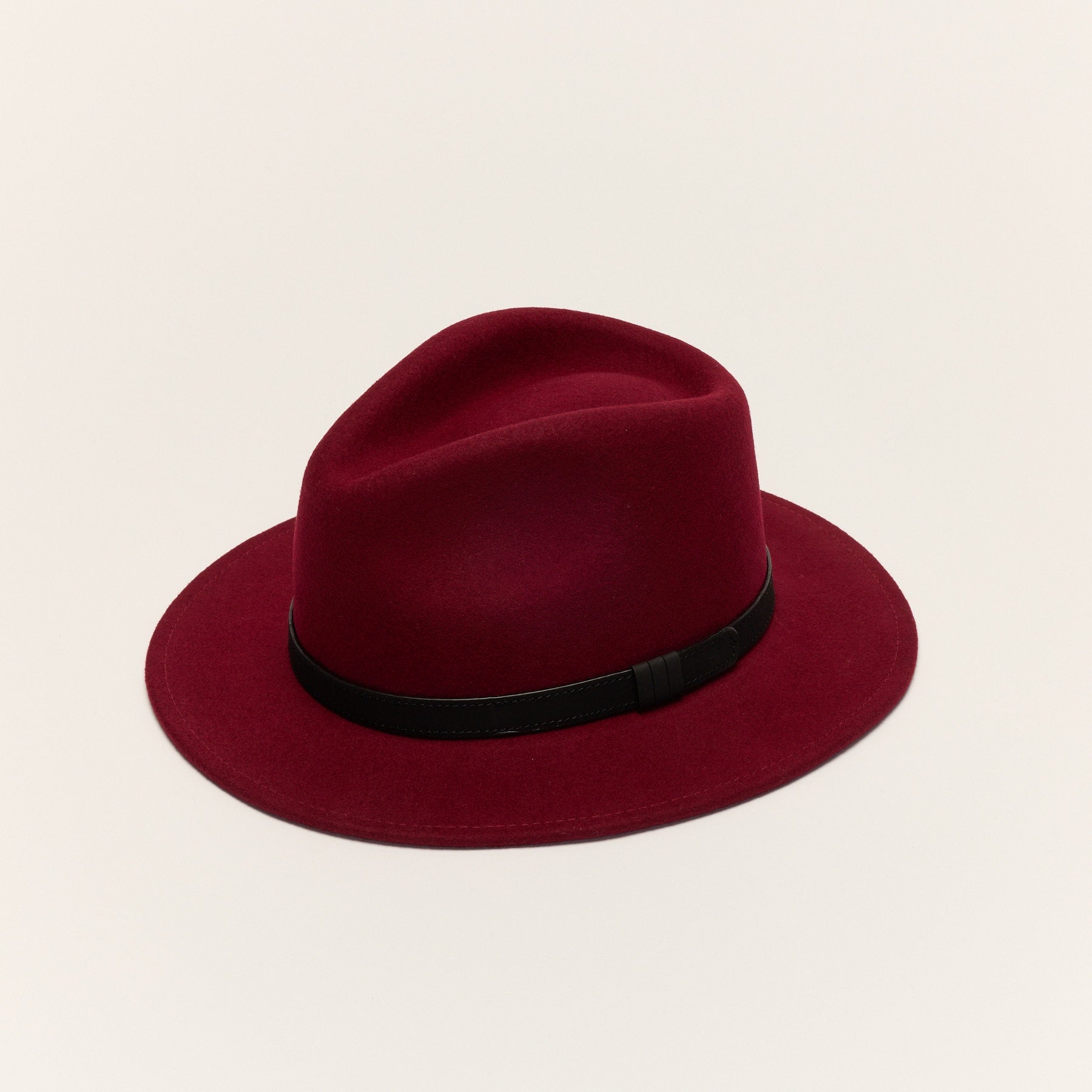 Wool Felt Fedora Hat with Leather Band